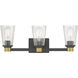 Lustria 3 Light 21.75 inch Matte Black and Vintage Brass Bathroom Vanity Light Wall Light