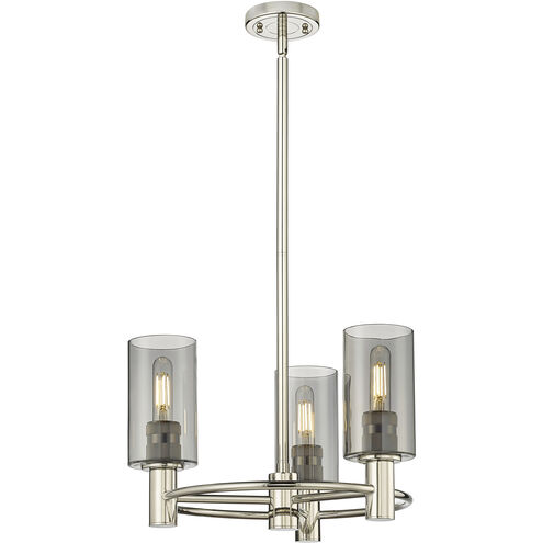 Crown Point 3 Light 18 inch Polished Nickel Pendant Ceiling Light in Light Smoke Glass