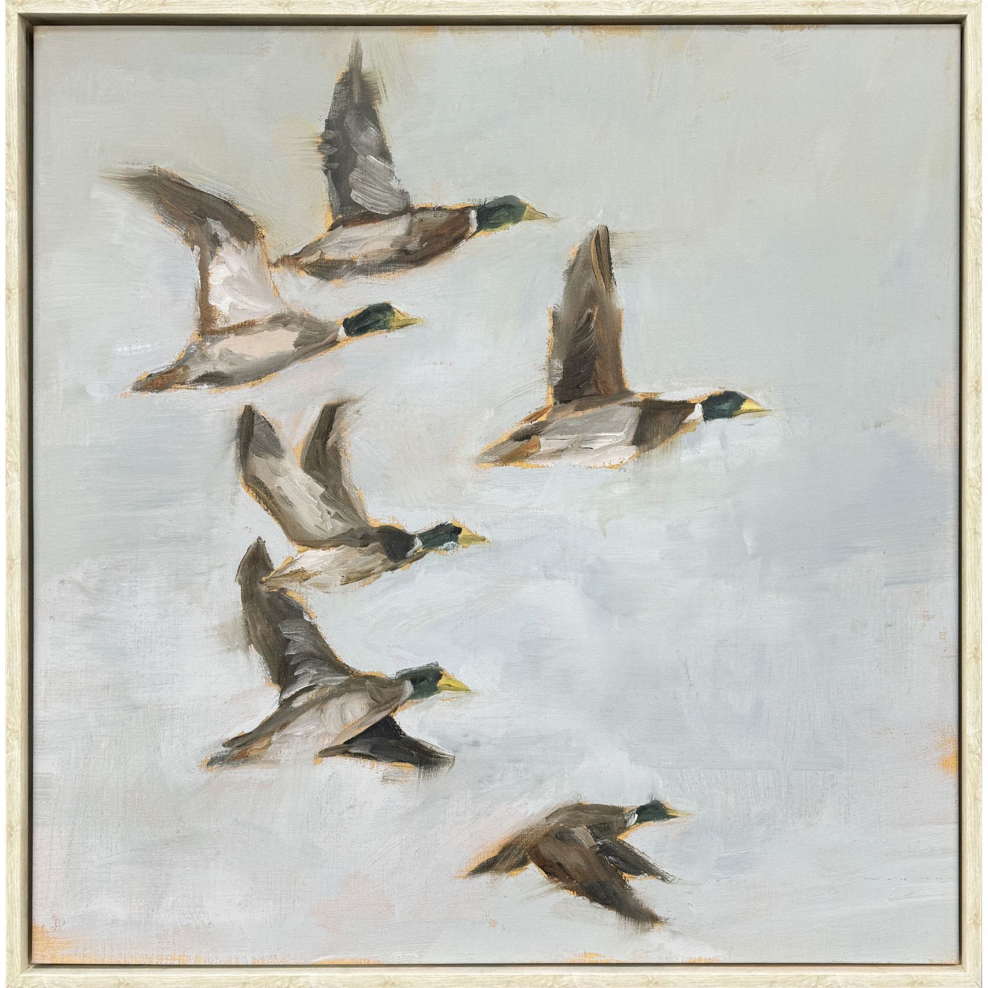 Mallard Migration Blue and Green and Gray Canvas