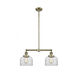 Franklin Restoration Large Bell 2 Light 21 inch Antique Brass Chandelier Ceiling Light in Clear Glass, Franklin Restoration