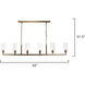 Linear 6 Light 62 inch Antique Brass Linear Chandelier Ceiling Light
