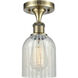 Caledonia 1 Light 5 inch Antique Brass Flush Mount Ceiling Light in Mouchette