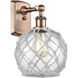 Ballston Farmhouse Rope Armed Sconce Wall Light in Antique Copper, Bulb Not Included, Clear Glass with White Rope, Ballston