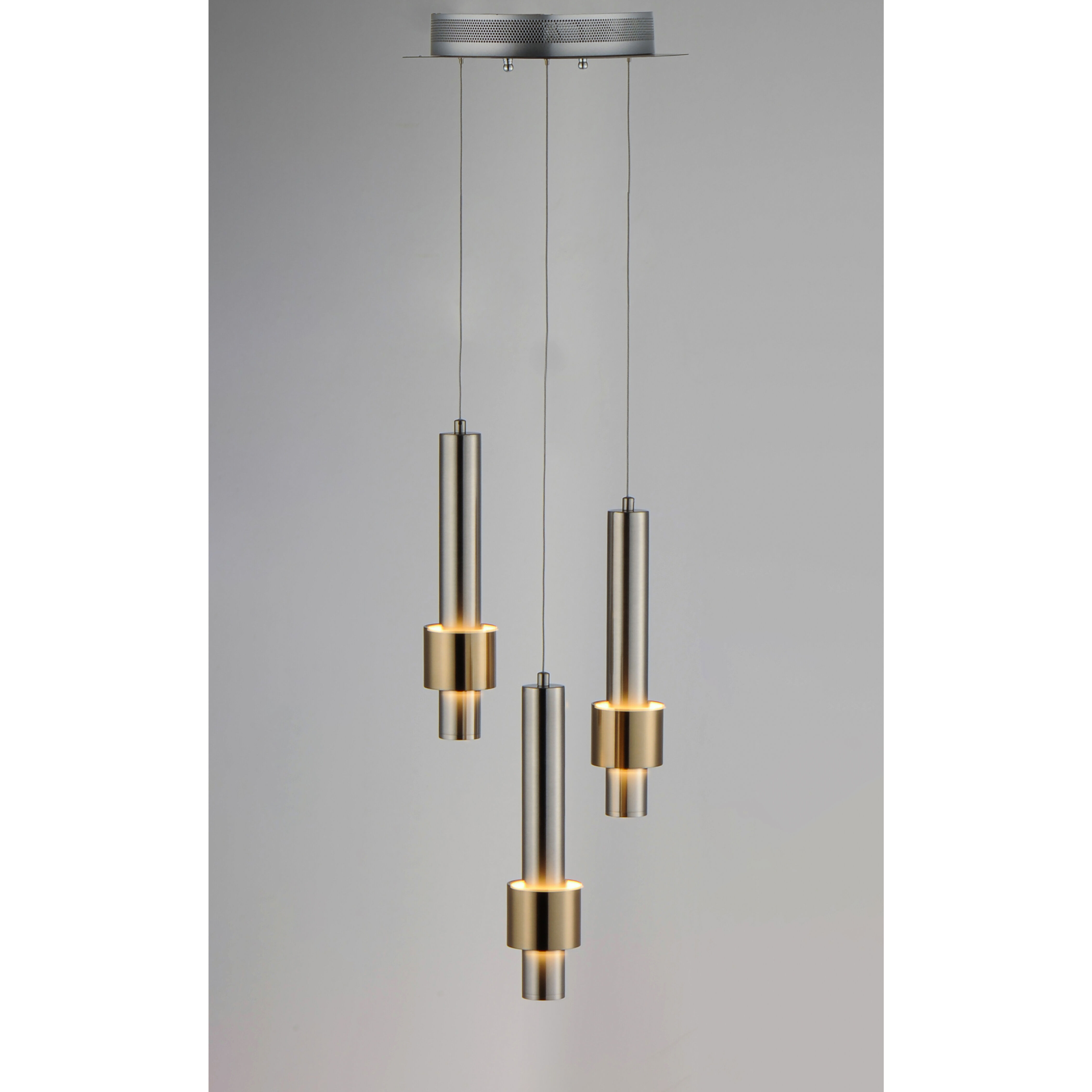 Reveal LED 11 inch Satin Nickel and Satin Brass Multi-Light Pendant Ceiling Light