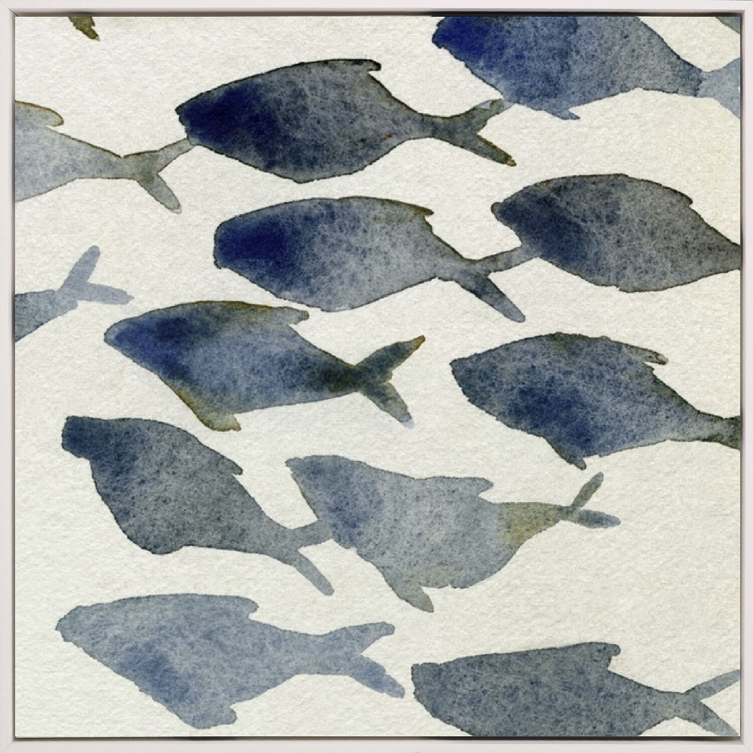 Fish Friends Blue and Gray and White Canvas