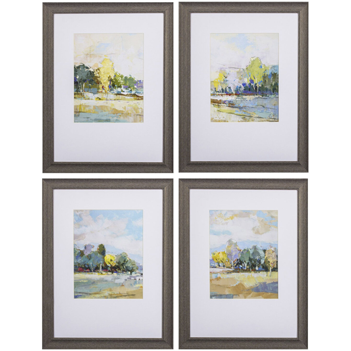 Landscapes Blue and Green and Yellow and Orange Framed Art, Propac