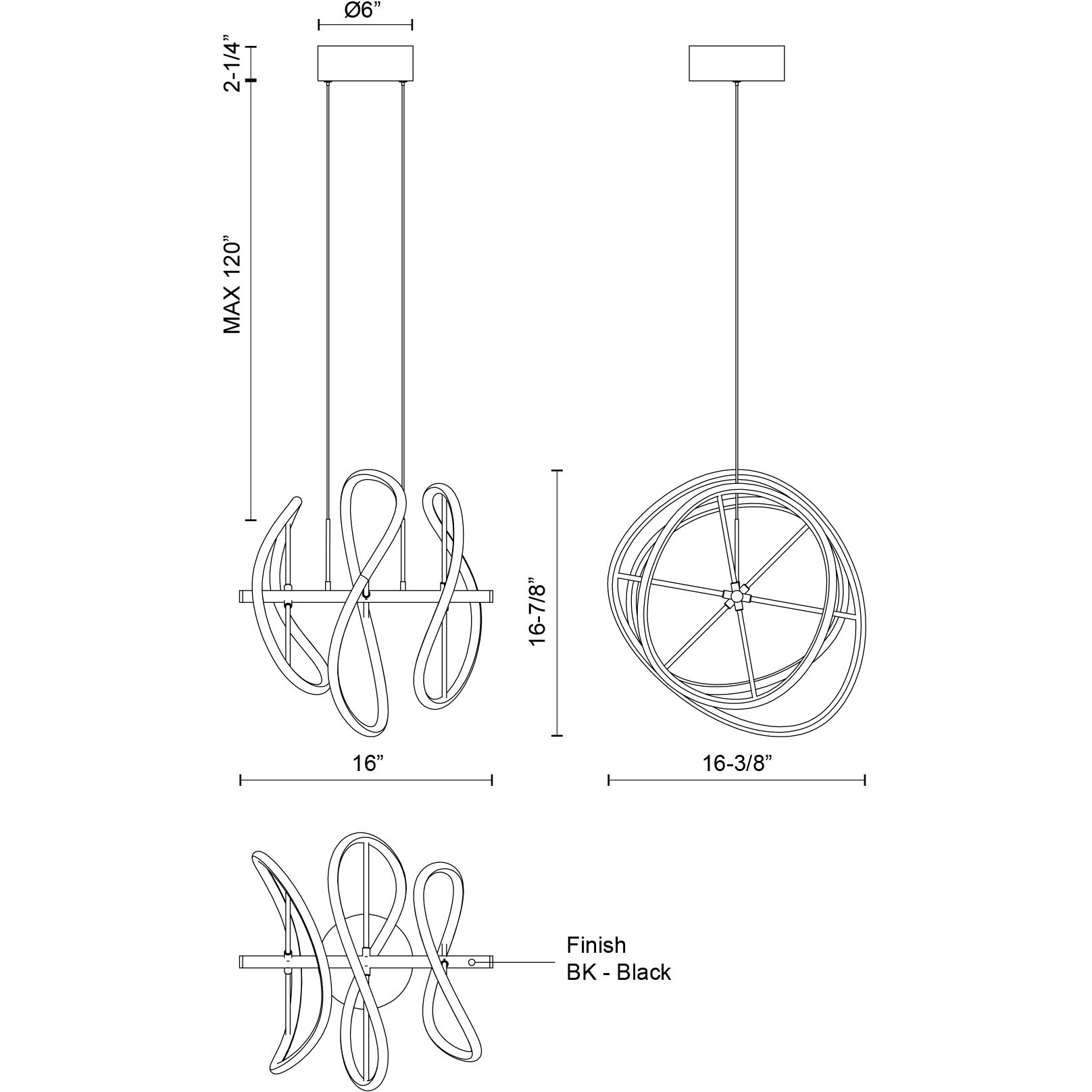 Collide LED 16.38 inch Black Pendant Ceiling Light