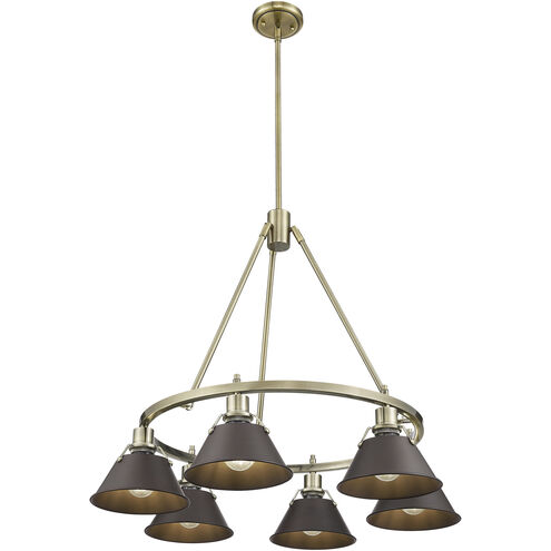 Orwell 6 Light 29 inch Aged Brass Chandelier Ceiling Light in Rubbed Bronze