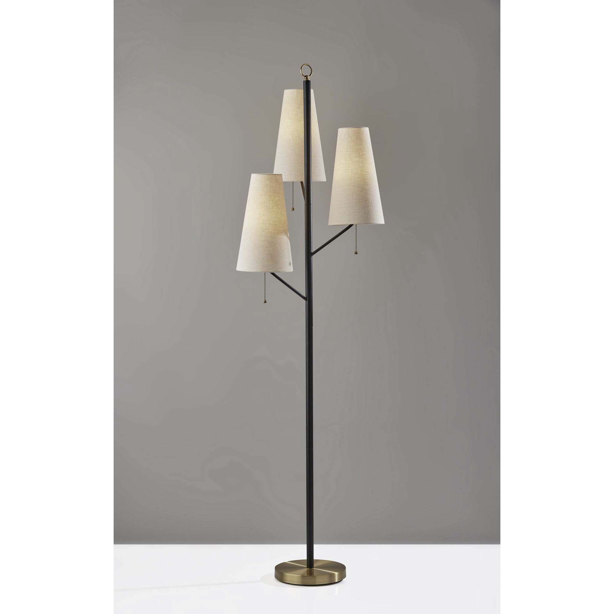 Daniel 71 inch 40.00 watt Black with Antique Brass Accents Floor Lamp Portable Light