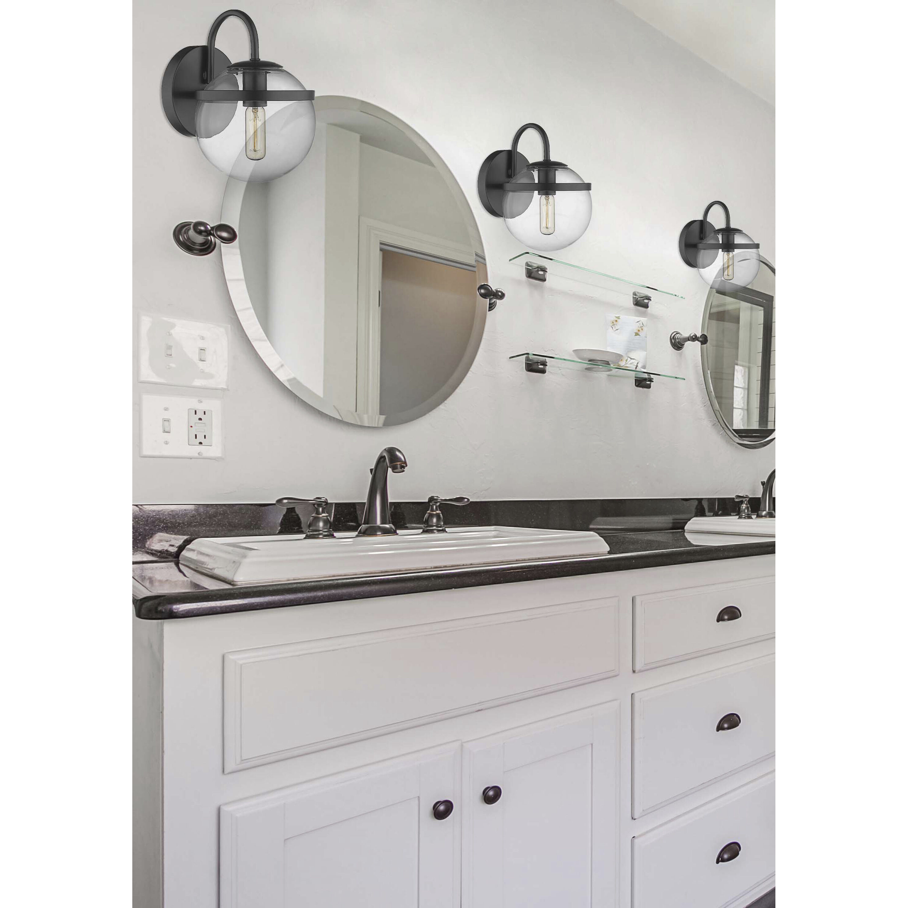 Auralume Sands LED 7 inch Matte Black and Clear Bath Vanity Light Wall Light