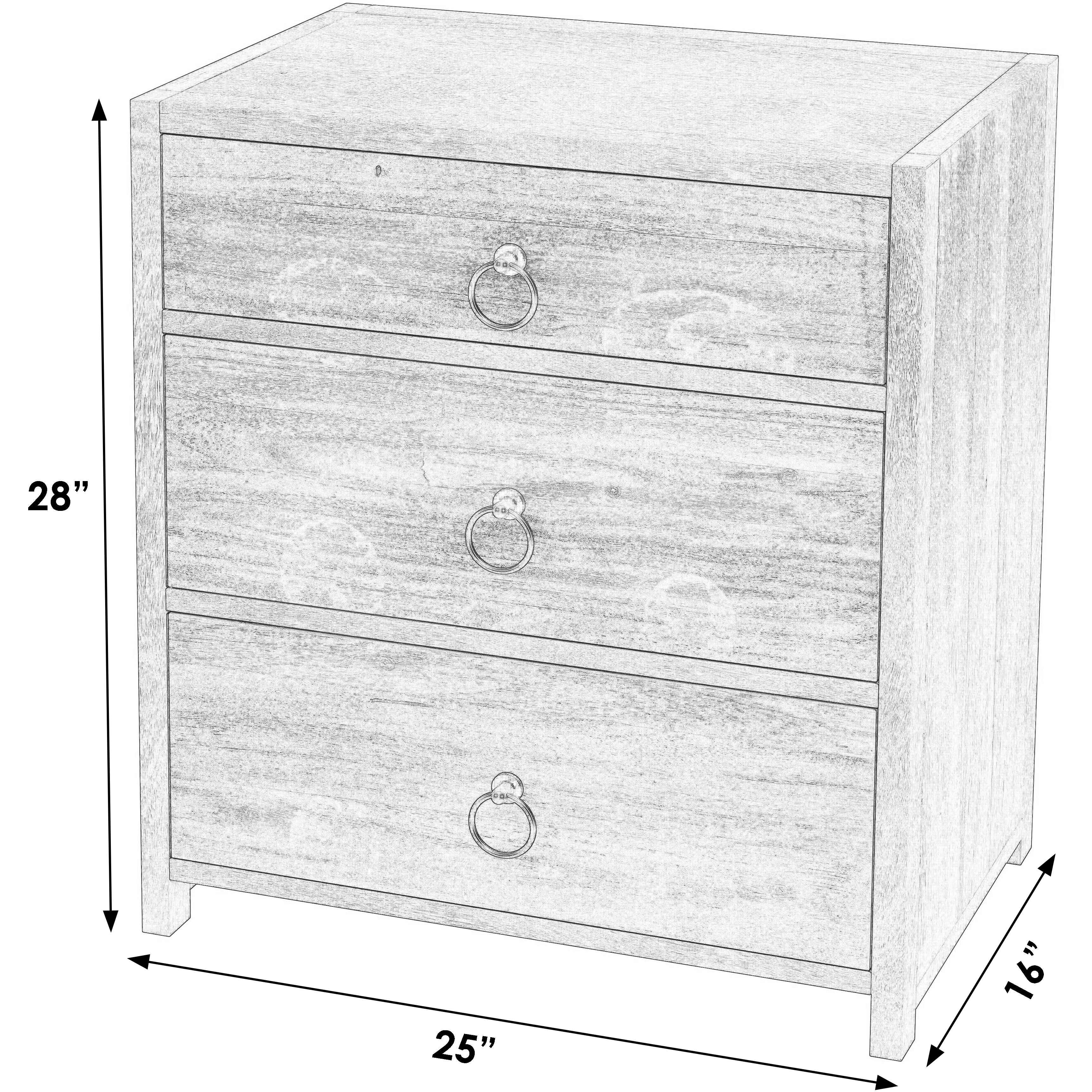 Lark 3 Drawer Nightstand in White