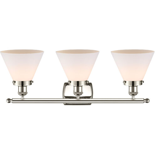 Ballston Large Cone LED 26 inch Polished Nickel Bath Vanity Light Wall Light in Matte White Glass