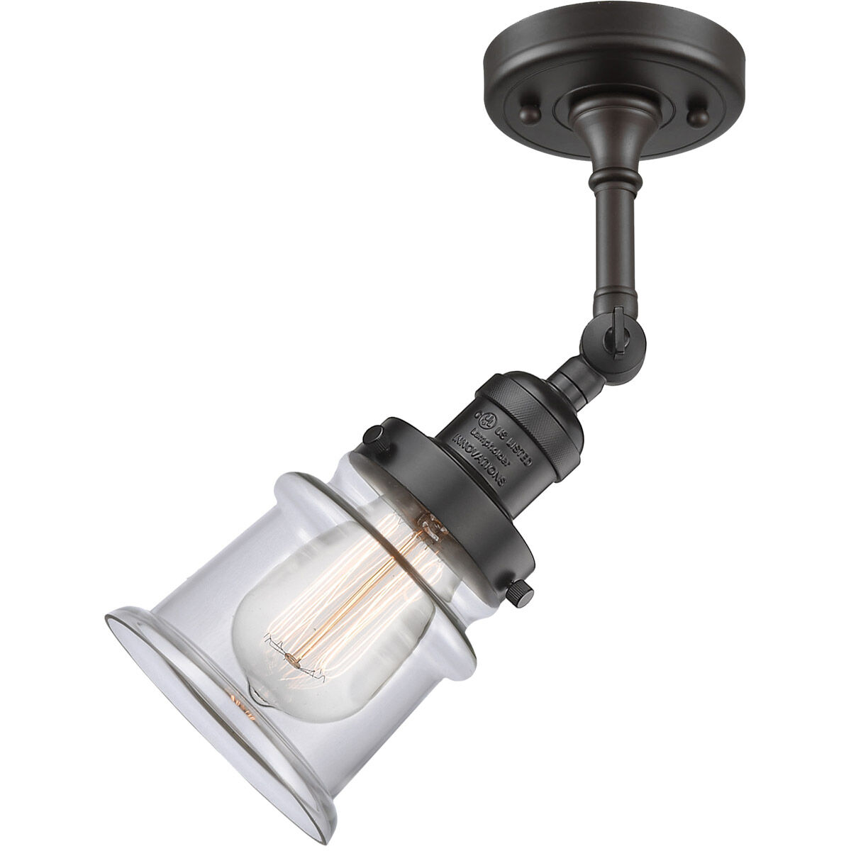Franklin Restoration Small Canton 1 Light 6 inch Oil Rubbed Bronze Semi-Flush Mount Ceiling Light in Clear Glass, Franklin Restoration