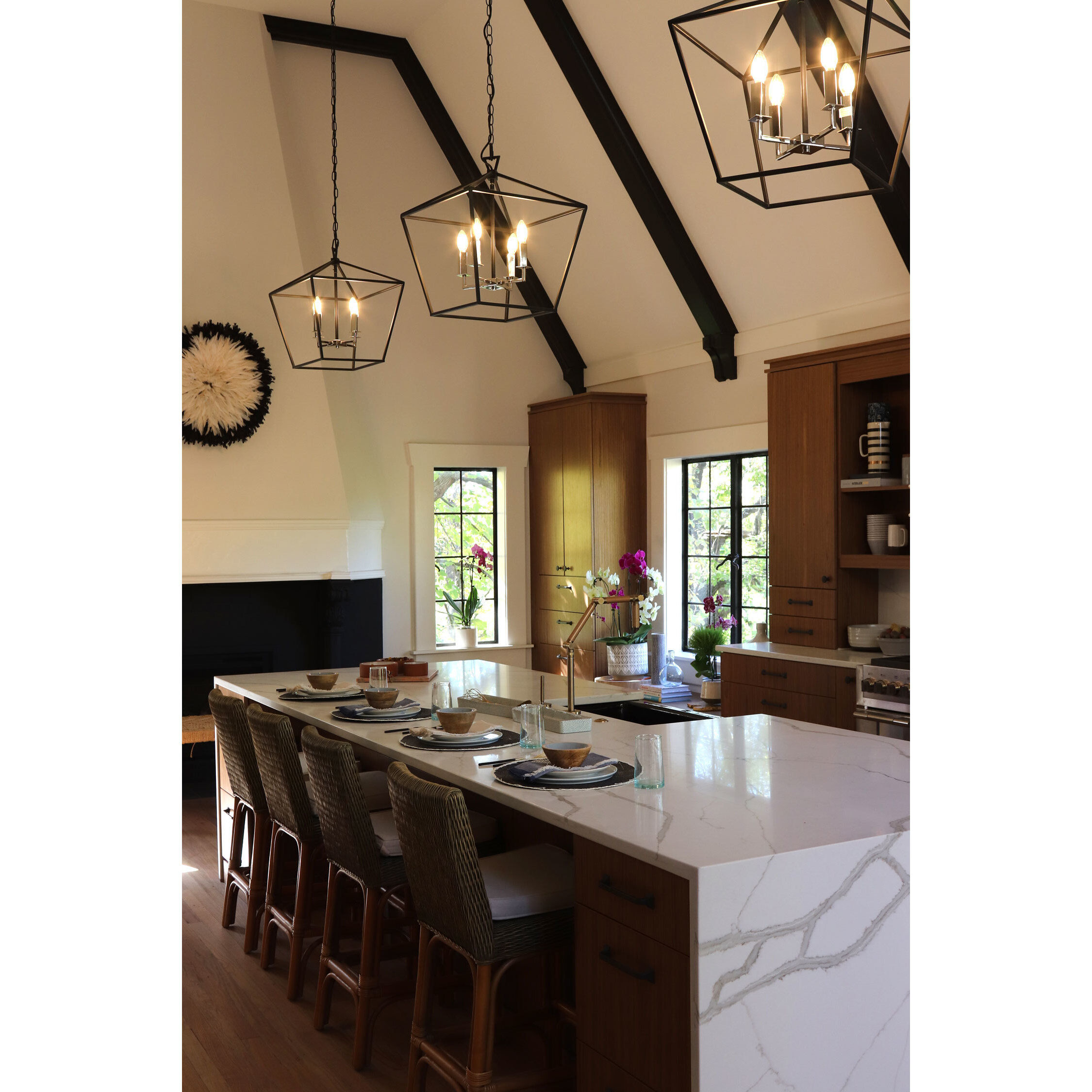 Abode 4 Light 24.5 inch Textured Black/Polished Nickel Single-Tier Chandelier Ceiling Light