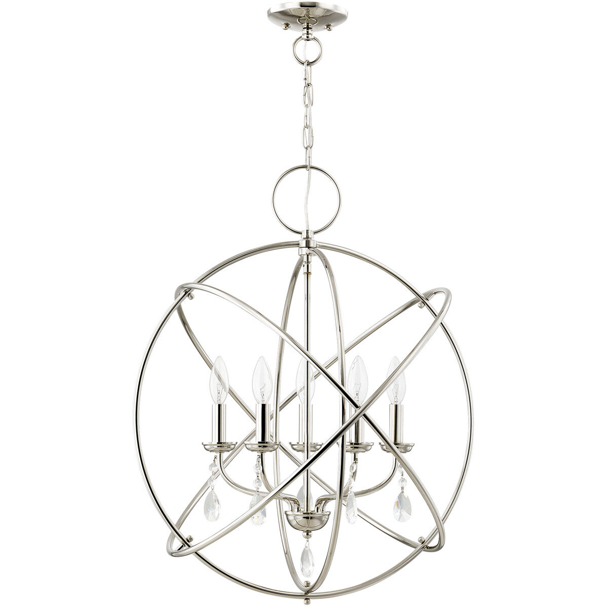 Aria 5 Light 22 inch Polished Nickel Chandelier Ceiling Light