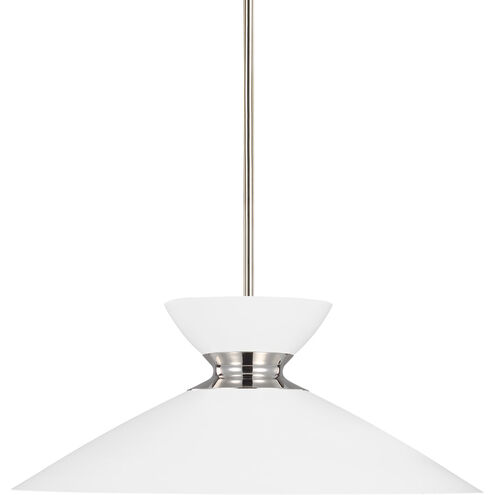 ED Ellen DeGeneres Heath 1 Light 18.5 inch Polished Nickel Pendant Ceiling Light in Matte White / Polished Nickel