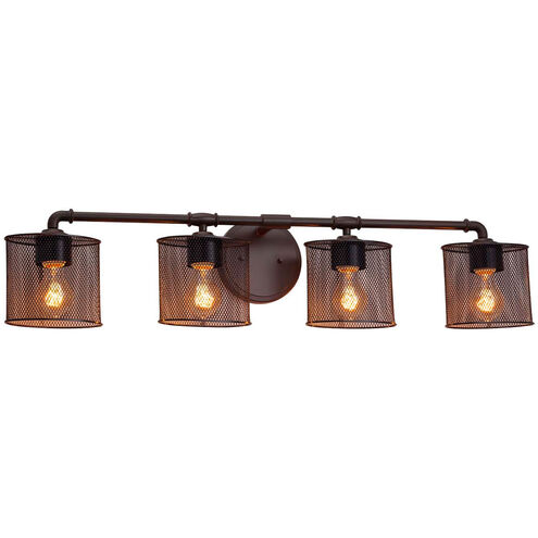 Wire Mesh 4 Light 36 inch Dark Bronze Bath Bar Wall Light in Oval
