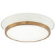 Jaxx LED 12 inch White and Aged Gold Brass Flush Mount Ceiling Light