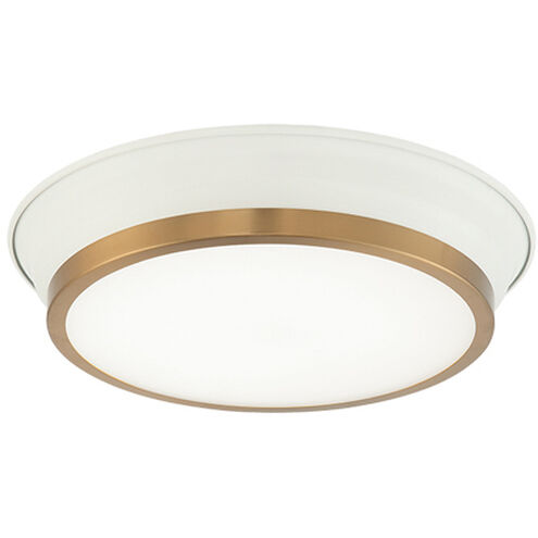 Jaxx LED 12 inch White and Aged Gold Brass Flush Mount Ceiling Light