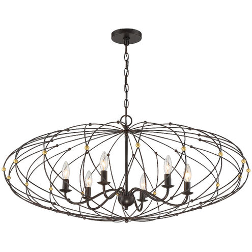Zucca 6 Light 38 inch English Bronze and Antique Gold Chandelier Ceiling Light