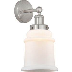 Edison Canton 1 Light 6 inch Brushed Satin Nickel Sconce Wall Light in Matte White Glass
