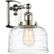 Ballston Bell LED 8 inch Polished Nickel Sconce Wall Light in Clear Deco Swirl Glass
