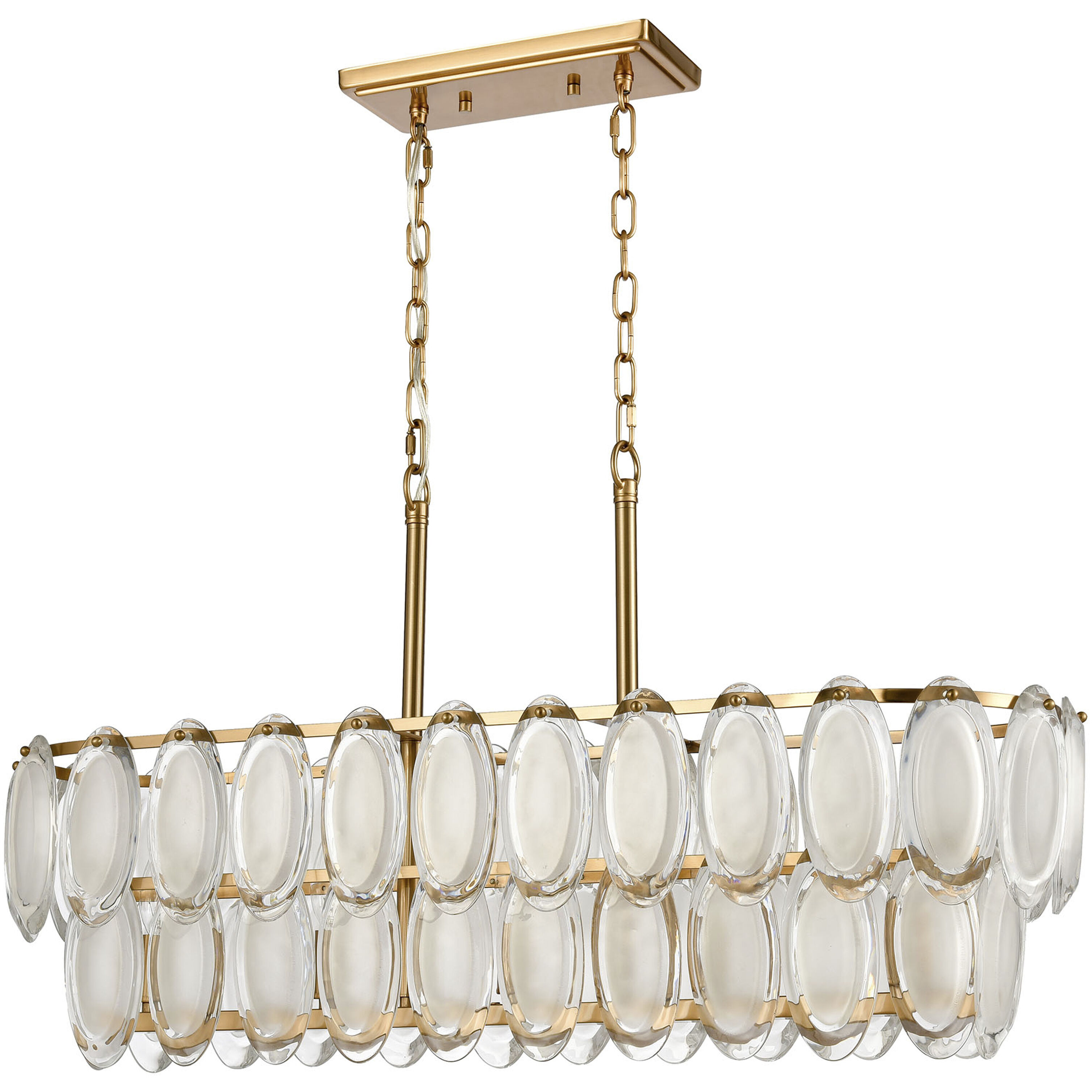 Curiosity 5 Light 32 inch Aged Brass Linear Chandelier Ceiling Light