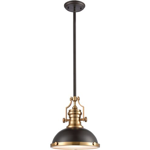 Chadwick 1 Light 13 inch Matte Black with Satin Brass Pendant Ceiling Light