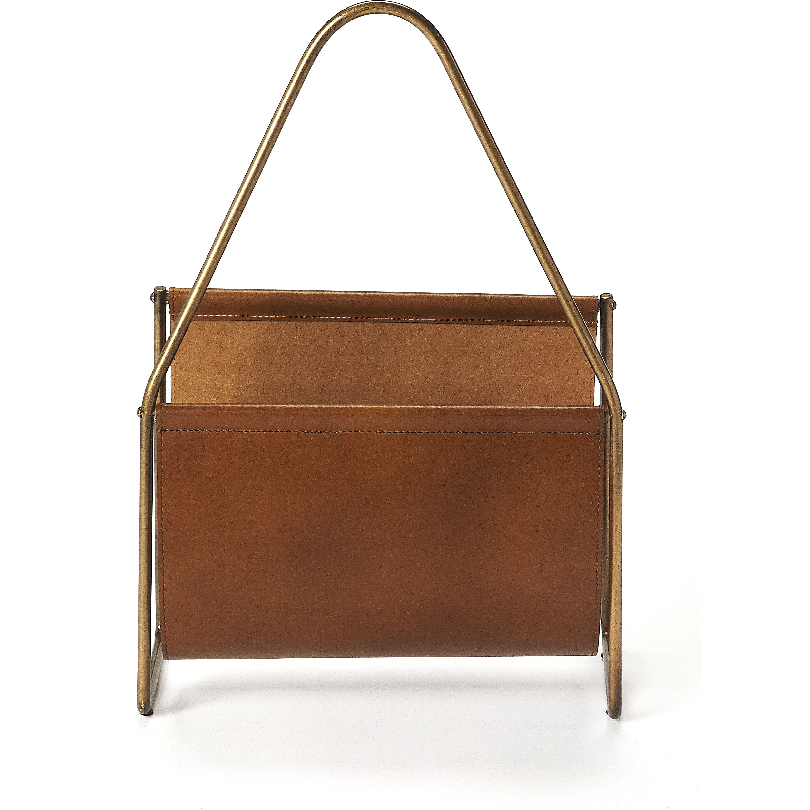 Butler Loft Rupert Leather Brown Leather Magazine Rack/Media Storage