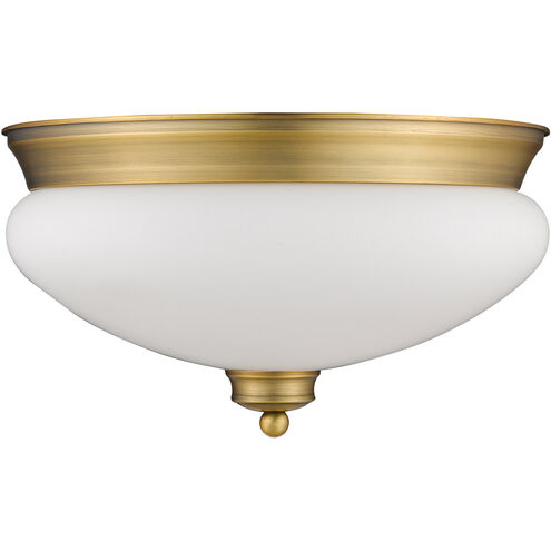 Amon 2 Light 13 inch Heritage Brass Flush Mount Ceiling Light in 3.5