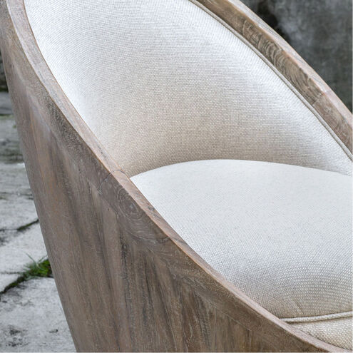 Noemi Warm Oatmeal and Soft Flax Linen Fabric Accent Chair