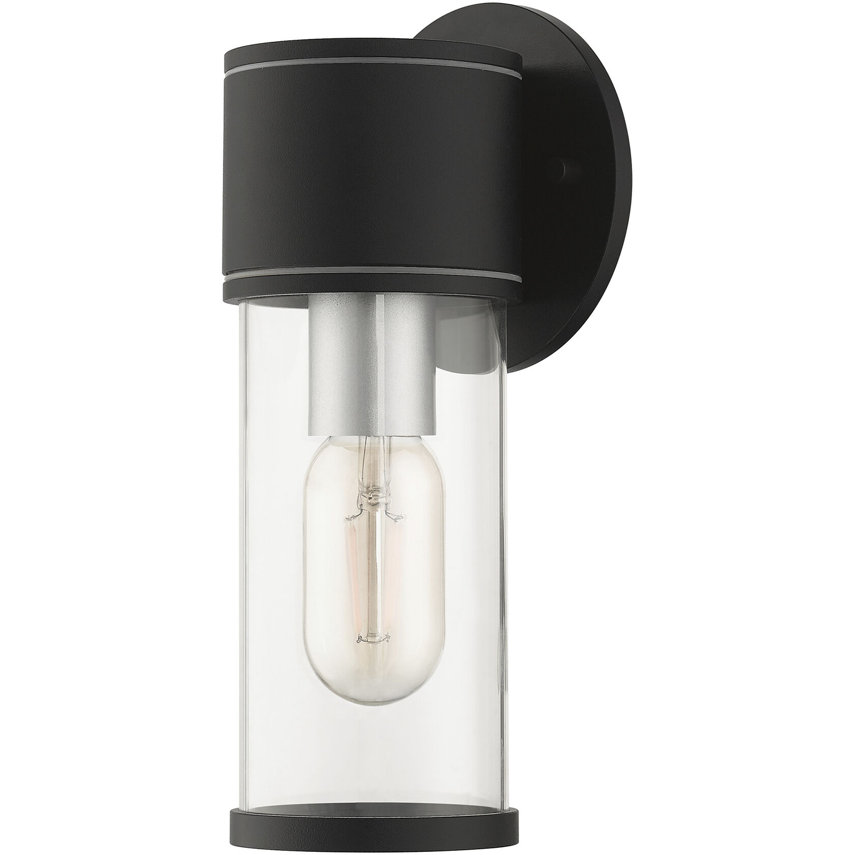 Atlantic 1 Light 4.5 inch Textured Black with Antique Silver Finish Accents ADA Outdoor Small ADA Wall Lantern Wall Light