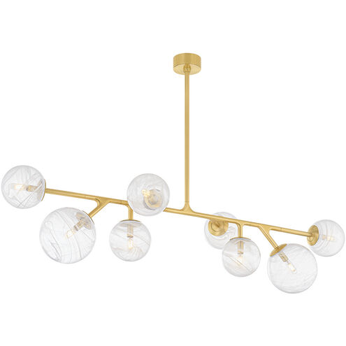 Glasgow 8 Light 60 inch Vintage Polished Brass Linear Ceiling Light