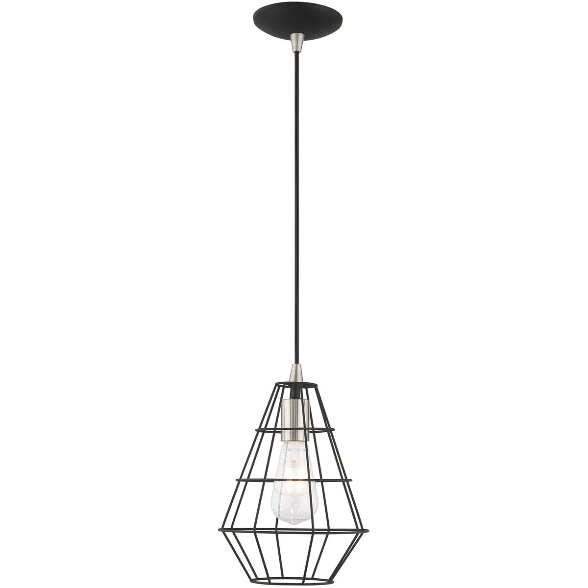 Geometric 1 Light 8 inch Black Mini Pendant Ceiling Light
