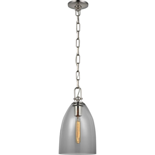 Chapman & Myers Andros LED 8.5 inch Polished Nickel Pendant Ceiling Light in Smoked Glass, Medium