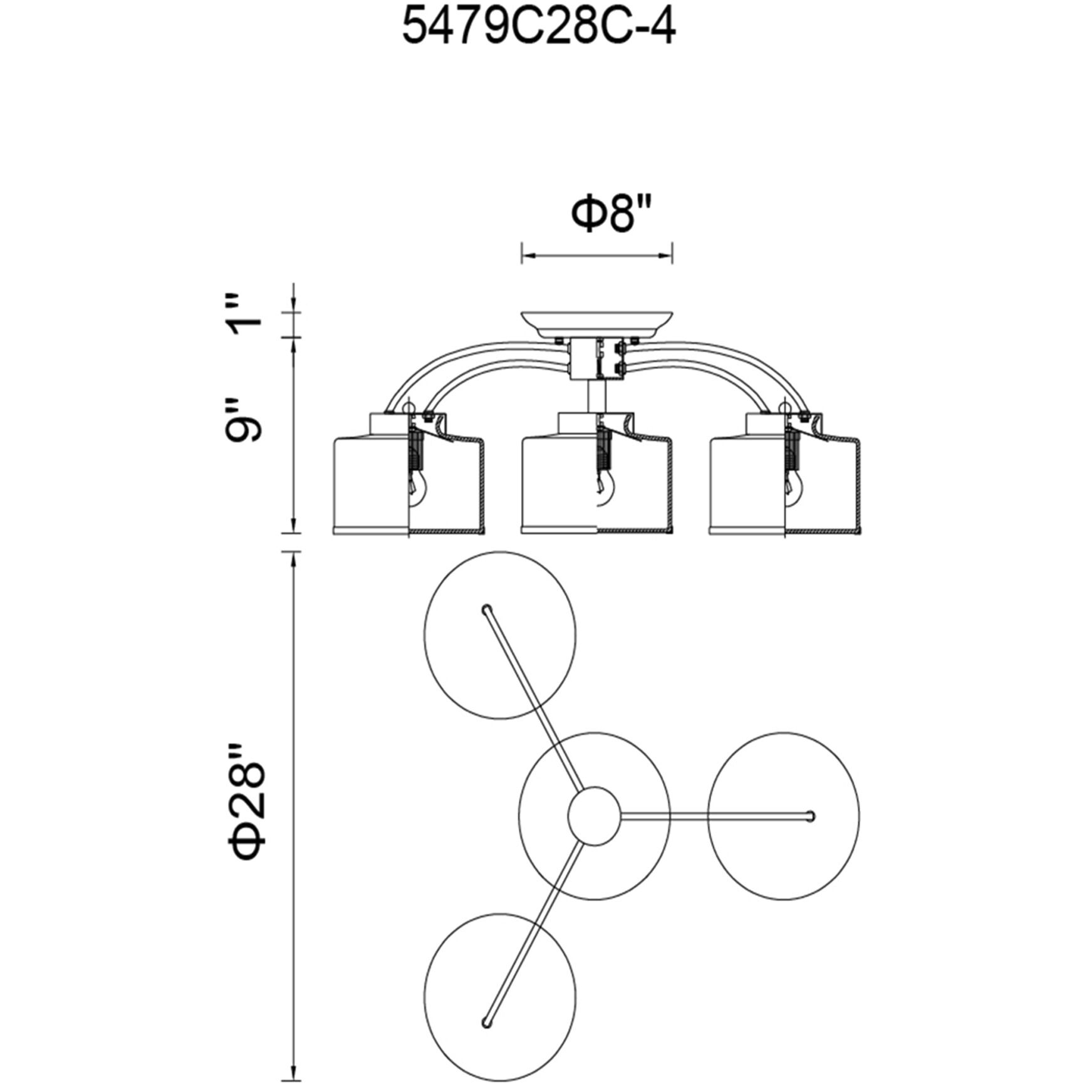 Frosted 4 Light 28 inch Chrome Drum Shade Flush Mount Ceiling Light