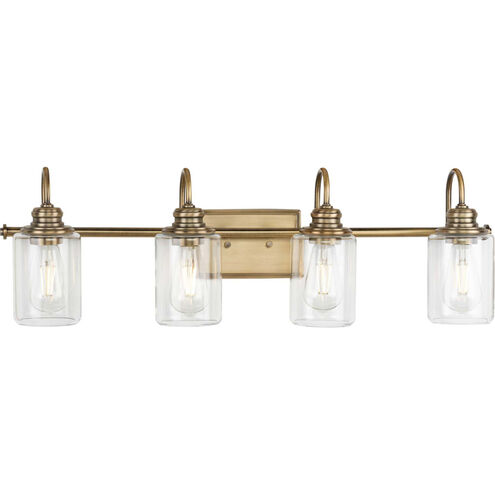 Aiken 4 Light 32 inch Vintage Brass Bath Vanity Wall Light 