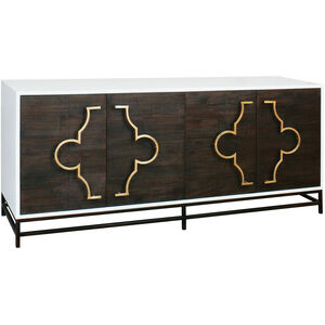 Broaddus 72 X 22 inch Dark Stain with White and Polished Brass Credenza