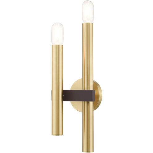 Helsinki 2 Light 7 inch Satin Brass with Bronze Accents Sconce Wall Light