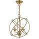 Aria 3 Light 16 inch Antique Brass Convertible Chandelier / Semi Flush Ceiling Light