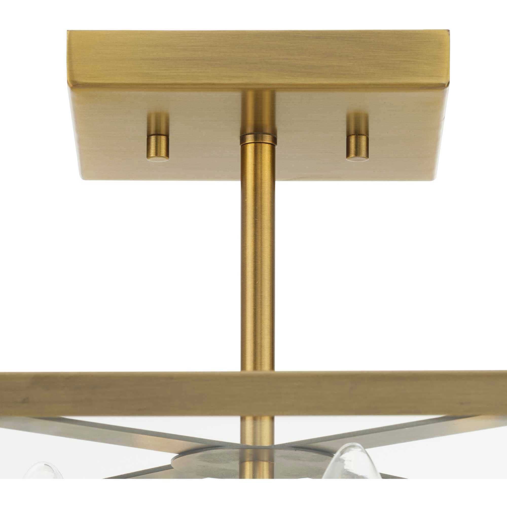 Hillcrest 4 Light 13 inch Vintage Brass Semi-Flush Mount Ceiling Light