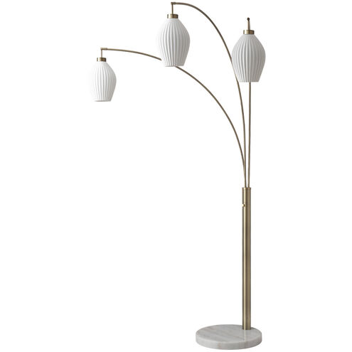 Santa Clara 85 inch 60.00 watt Walnut and Weathered Brass with Black Arc Floor Lamp Portable Light
