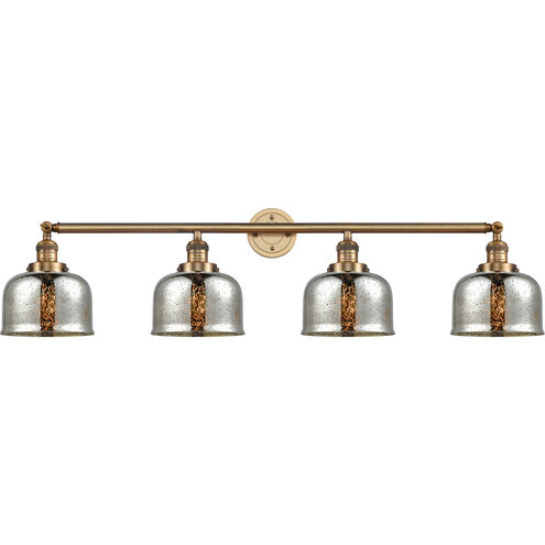 Franklin Restoration Large Bell LED 45 inch Brushed Brass Bath Vanity Light Wall Light in Silver Plated Mercury Glass, Franklin Restoration