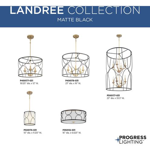 Landree 5 Light 23 inch Matte Black Chandelier Ceiling Light