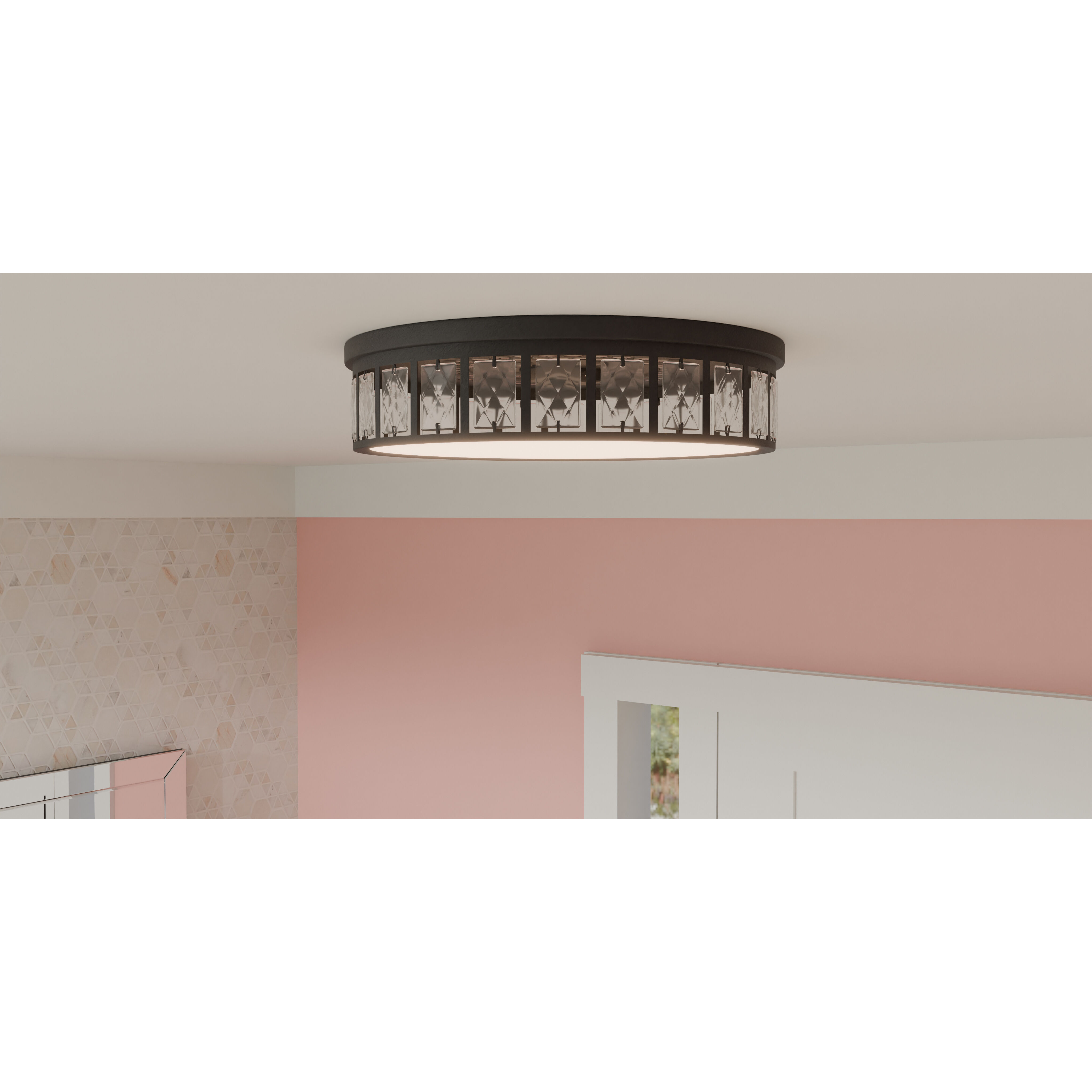 Gibson LED 14.75 inch Matte Black Flush Mount Ceiling Light, Medium