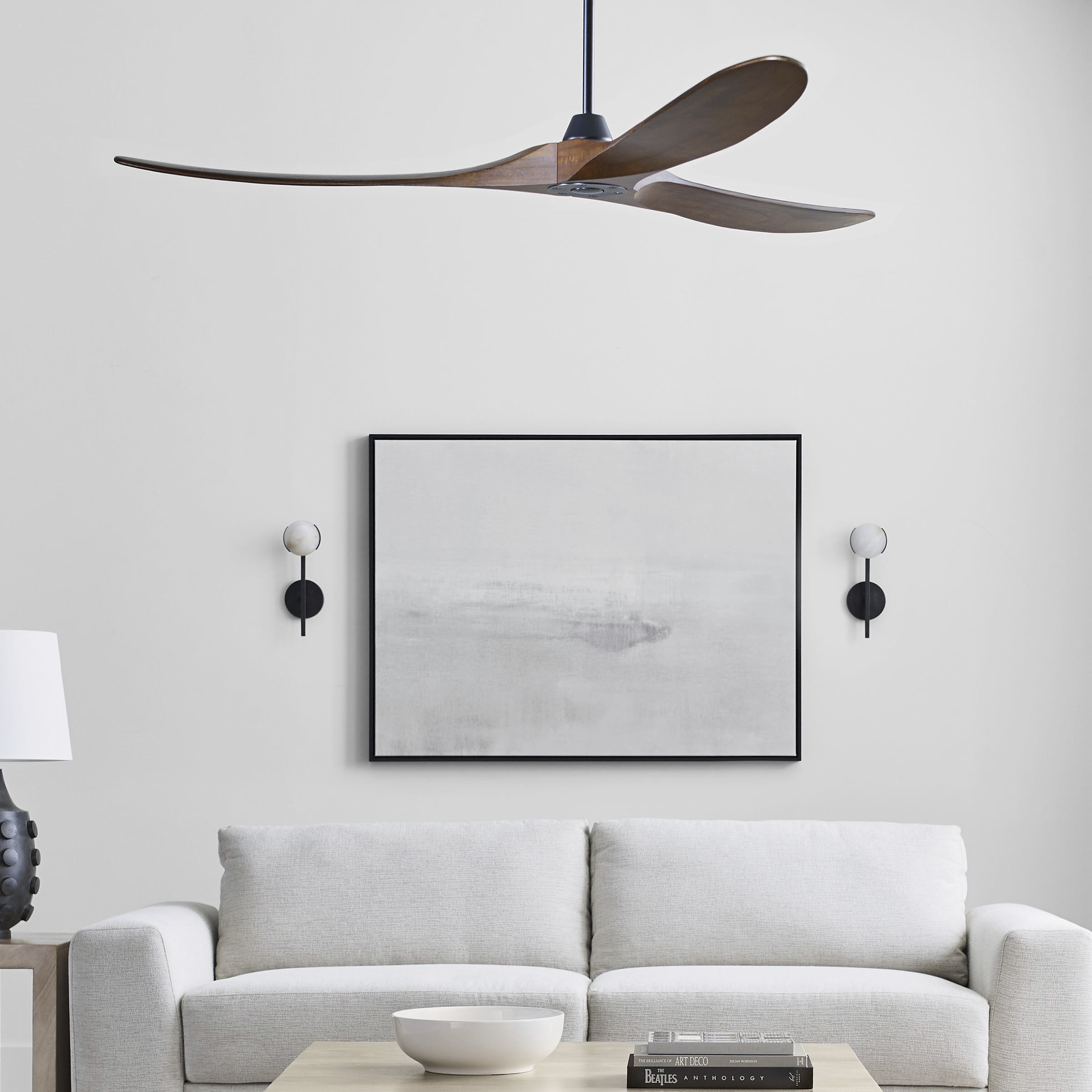 Maverick 70 inch Matte Black with Dark Walnut Blades Ceiling Fan