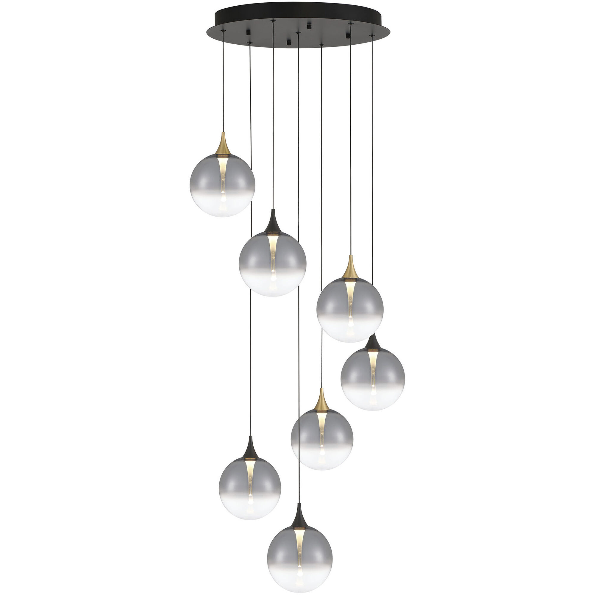 Iissa 7 Light 21 inch Gold and Black Chandelier Ceiling Light in Smoke