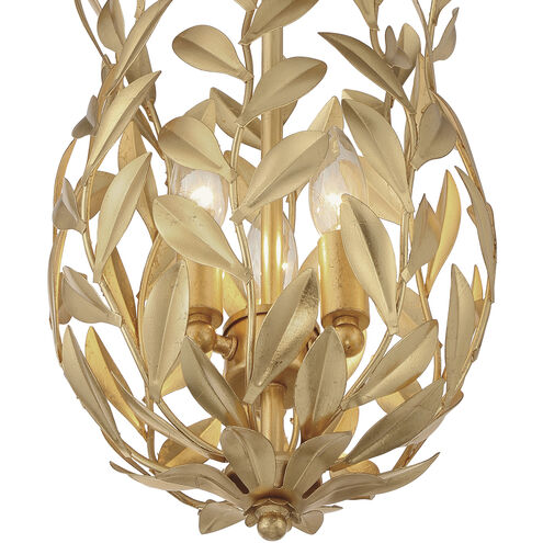 Broche 3 Light 9.5 inch Antique Gold Mini Pendant Ceiling Light