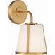 Fulton Bath Sconce Wall Light in Antique Gold, White