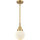 Beacon 1 Light 6 inch Satin Gold Mini Pendant Ceiling Light in Matte White Glass